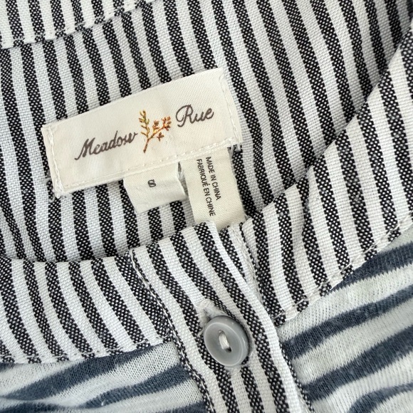 Meadow Rue Navy and White Striped Sleeveless Ruffle Hem Top - Picture 5 of 7